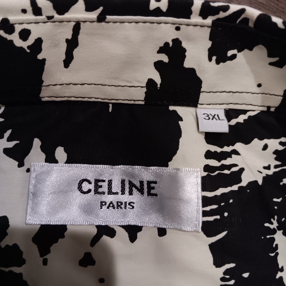 Celine Black and White Tropical Print Shirt - Picture 3 of 7